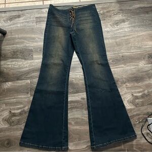 lace up flare jeans